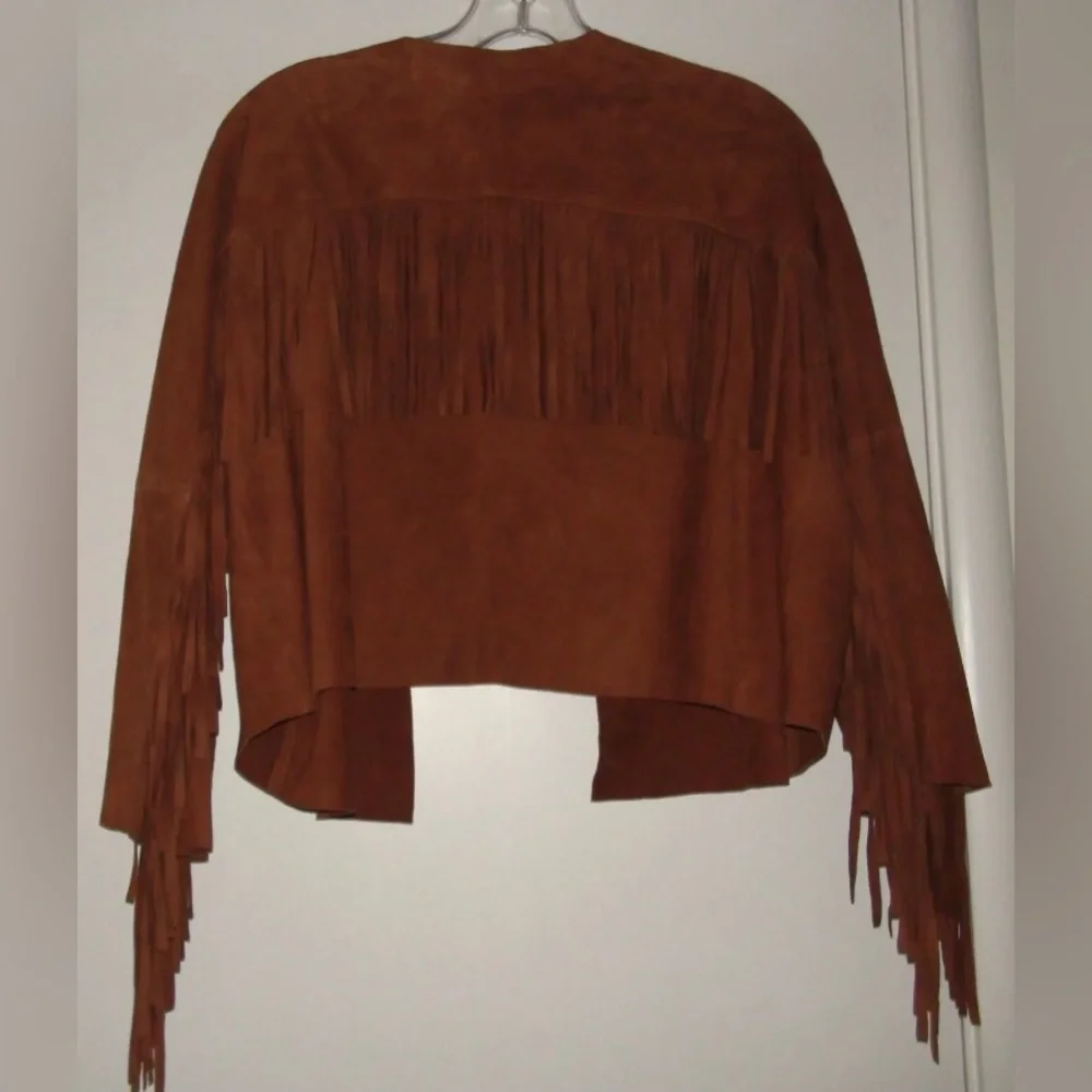 NWOT American Eagle Outfitters Goat Suede Leather Fringed Jacket - Picture 4 of 6